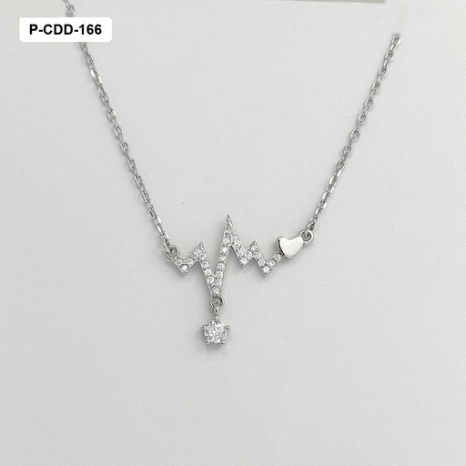 [P-CDD-166] Collar plata 925 baño rodio látido corazón
