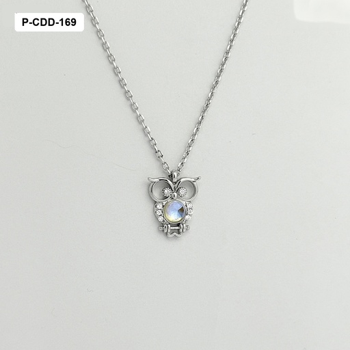 [P-CDD-169] *P-CDD-169 Collar Plata 925 Baño Rodio Búho Ópalo