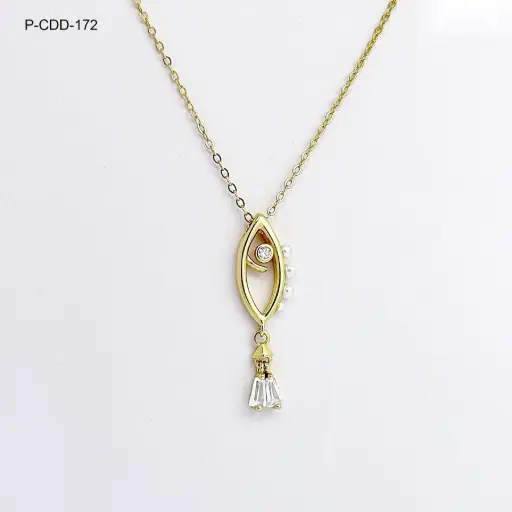 [P-CDD-172] Collar plata 925 baño rodio dorado pez perlitas