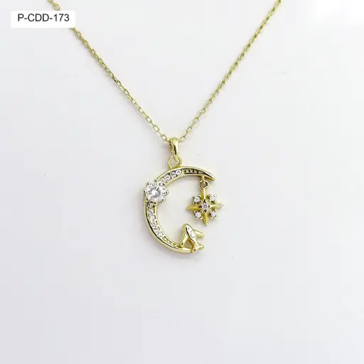 [P-CDD-173] *P-CDD-173 Collar Plata 925 Baño Rodio Dorado Media Luna Circones