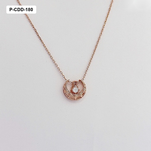 [P-CDD-180] *P-CDD-180 Collar Plata 925 Baño Rodio Tono Rosa Media Luna invertida microcircones