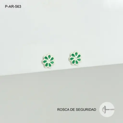 [P-AR-563] *P-AR-563 TOPO PLATA 925 MARGARITAS ESMALTADAS ROSCA DE SEGURIDAD (ORTOPEDICO)