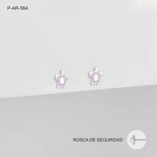 [P-AR-564] *P-AR-564 TOPO PLATA 925 TORTUGAS ESMALTADAS ROSCA DE SEGURIDAD (ORTOPEDICO)