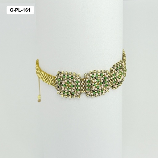 [G-PL-161] Pulsera artesanal tejido miyuki cristales premium