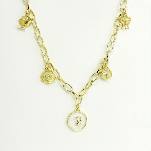 [G-CDD-209] Collar en rodinado gold charms dijes marinos modelo 2
