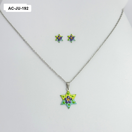 [AC-JU-192] Juego acero silver niña esmaltado estrella