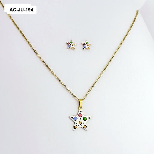 [AC-JU-194] AC-JU-194 JUEGO ACERO GOLD NIÑA ESMALTADO ESTRELLA