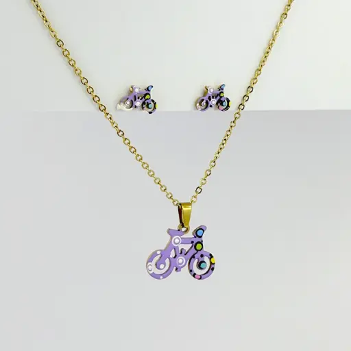 [AC-JU-196] Juego acero gold esmaltado bicicleta modelo 2