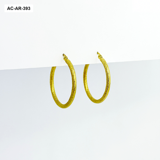 [AC-AR-393] *AC-AR-393 ARGOLLA EN ACERO GOLD TUBULAR DIAMANTADA 3.5CM
