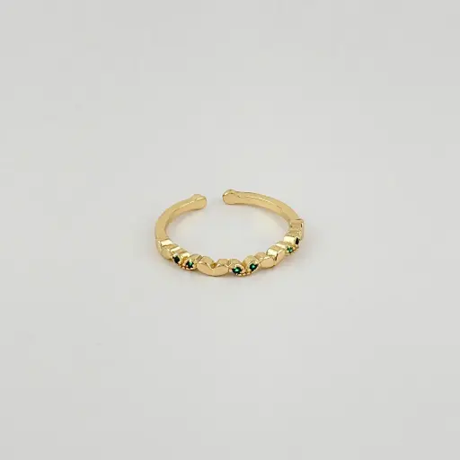 [AC-AN-201] Anillo en goldfilled dorado ajustable circones verdes