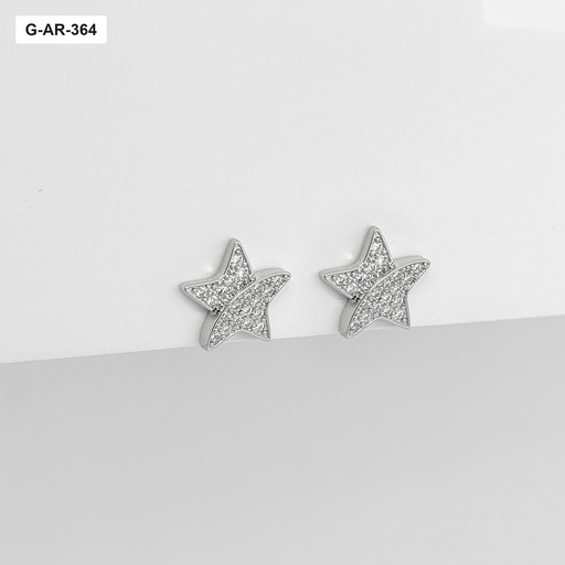 [G-AR-364] *Aretes en rodinado silver estrella microcircones blancos
