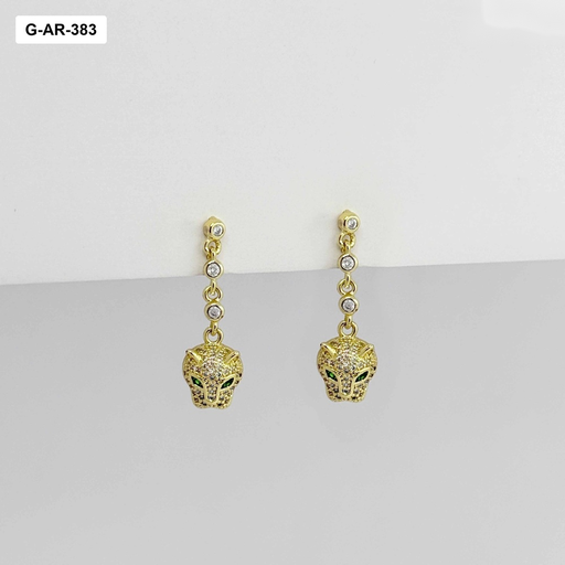 [G-AR-383] Aretes en rodinado gold pantera microcircones