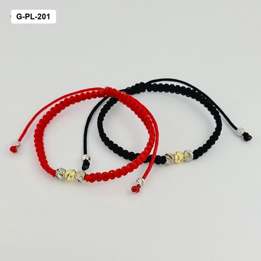 [G-PL-201] Pulseras de pareja set x 2 hilo ajustable balines rodinado
