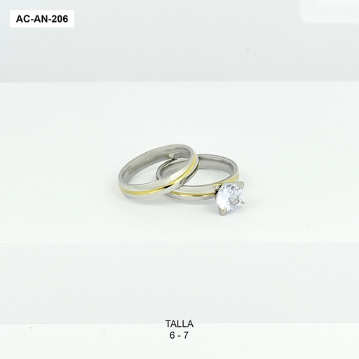 [AC-AN-206] Anillo en Acero Inoxidable pisargolla set x 2 bicolor 