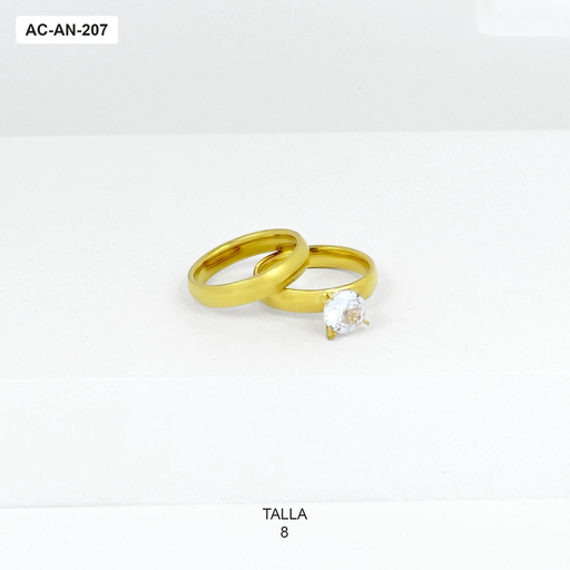 [AC-AN-207] Anillo en Acero Inoxidable gold pisargolla lisa set x 2 