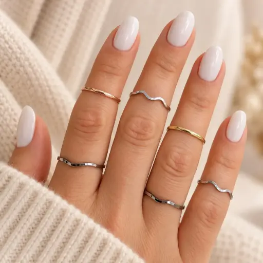 [AC-AN-210] Set de anillos midi en acero inoxidable pack x 6