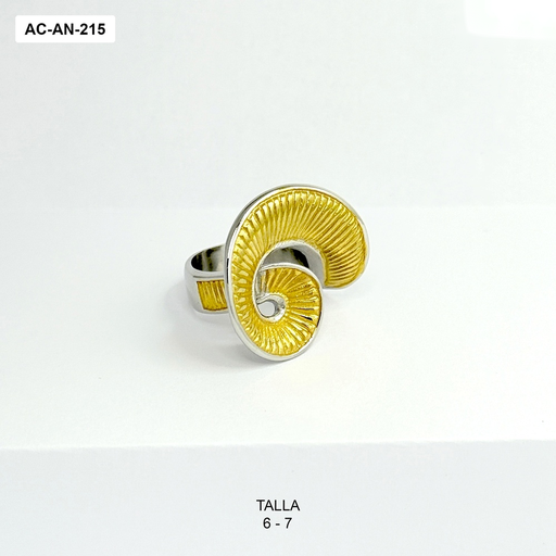 [AC-AN-215] Anillo en acero inoxidable bicolor caracol espiral
