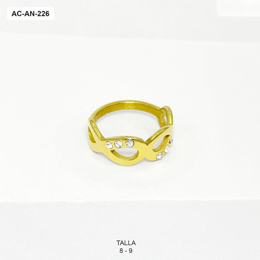 [AC-AN-226] Anillo en acero gold infinitos circones
