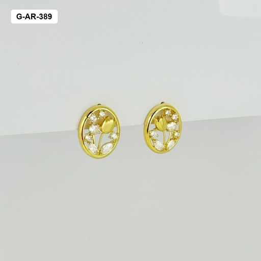[G-AR-389] *Aretes en rodinado gold ovalo tulipanes microcircones