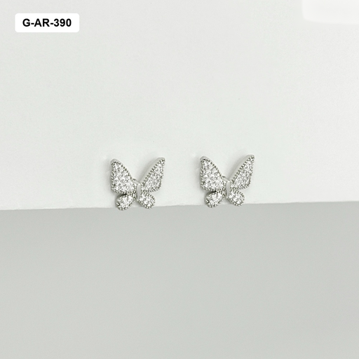 [G-AR-390] *Aretes en rodinado silver mariposa microcircones