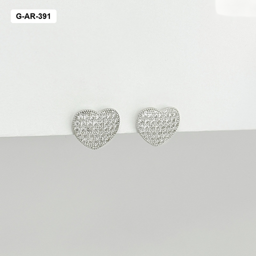 [G-AR-391] *Aretes en rodinado silver corazón microcircones