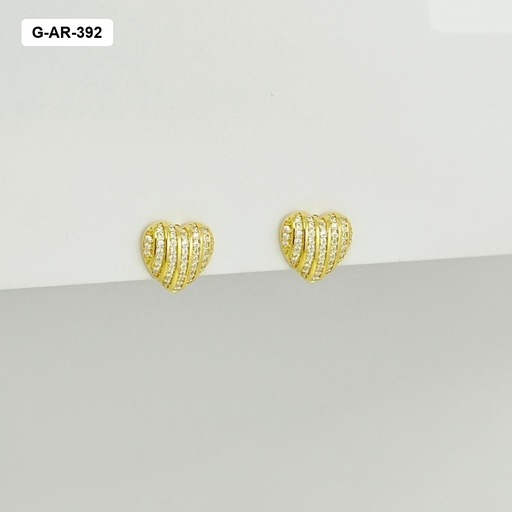 [G-AR-392] *Aretes en rodinado corazón líneas microcircones