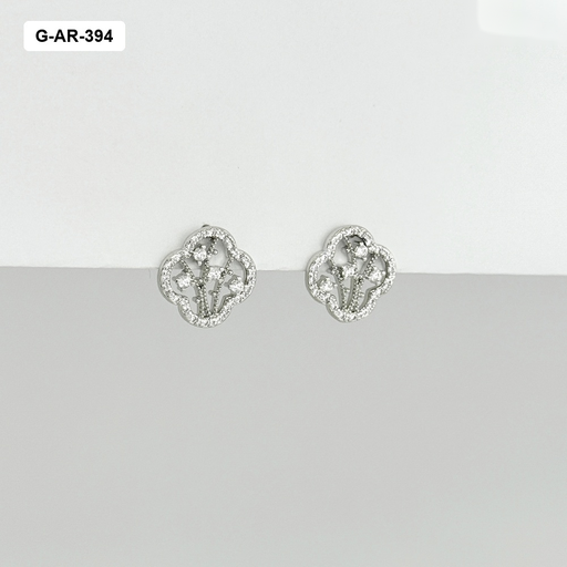[G-AR-394] *Aretes en rodinado silver flor microcircones