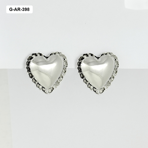 [G-AR-398] Maxi aretes en rodinado silver estilo old money corazón