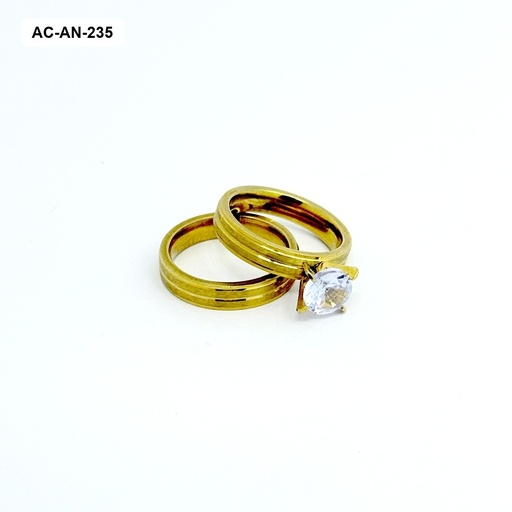 [AC-AN-235] ANILLO EN ACERO GOLD PISARGOLLA JUEGO X2