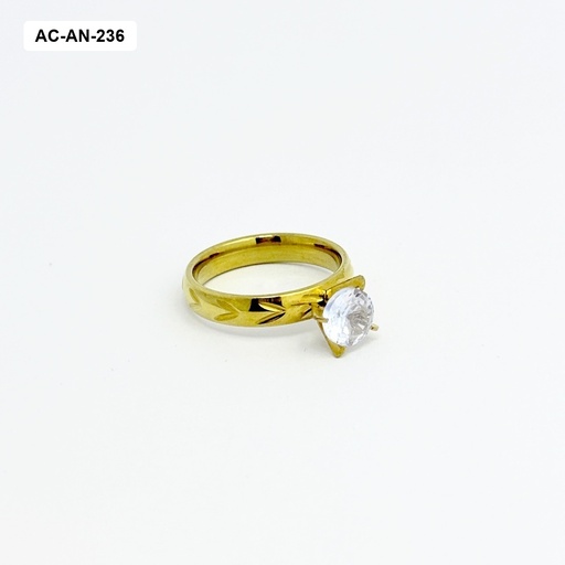 [AC-AN-236] Anillo en acero gold solitario