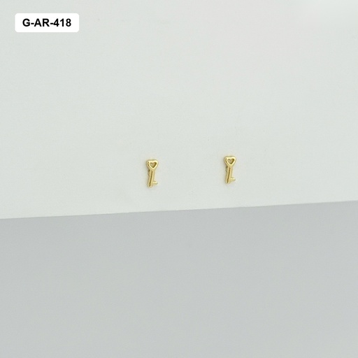 [G-AR-418] Aretes en rodinado gold topos mini llave