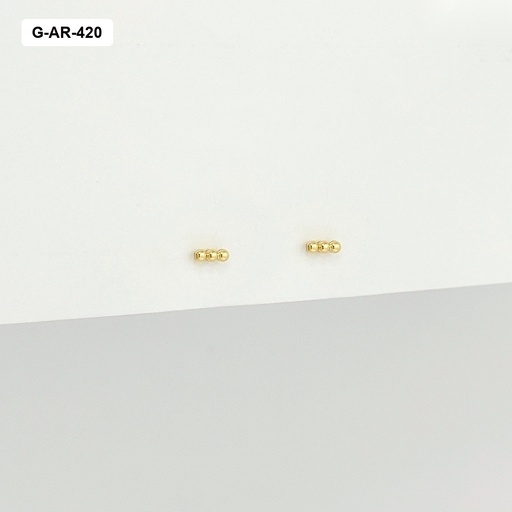 [G-AR-420] Aretes en rodinado gold topos mini tres bolitas