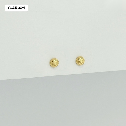 [G-AR-421] Aretes en rodinado gold topos mini media bolita diamantada