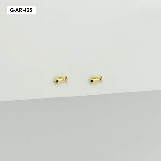 [G-AR-425] Aretes en rodinado gold topos mini ballenita