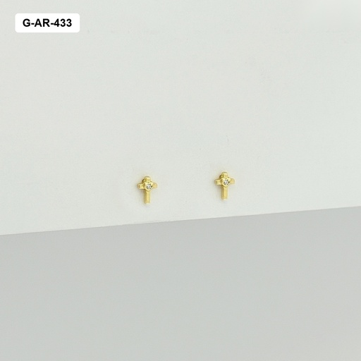 [G-AR-433] Aretes en rodinado gold topo mini cruz