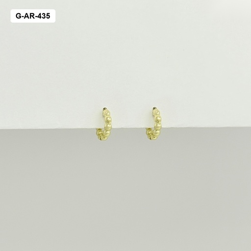 [G-AR-435] Argollas huggie en rodinado gold mini bolitas