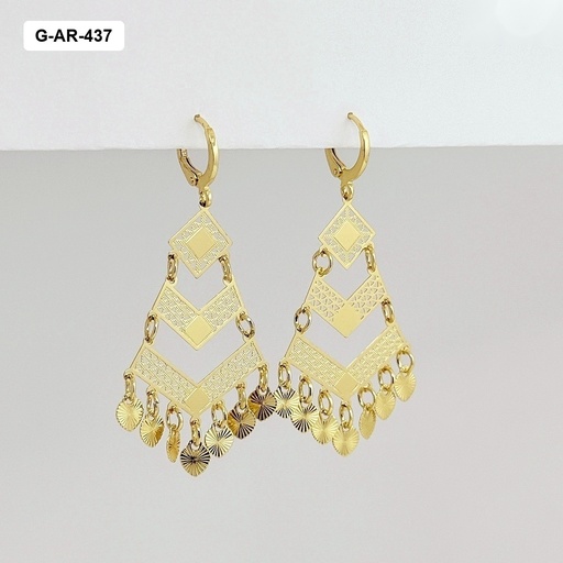[G-AR-437] Aretes en rodinado gold largos estilo filigrana