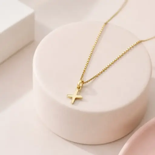 [G-CDD-220] Collar en rodinado gold dije inicial pequeña