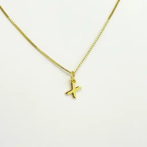 [G-CDD-220] Collar en rodinado gold dije inicial pequeña