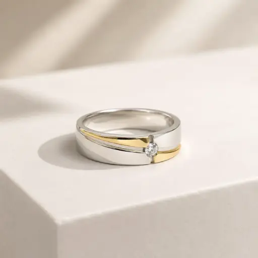 [P-AN-384] Anillo en plata ley 925 líneas diagonal laminado circón - talla 6