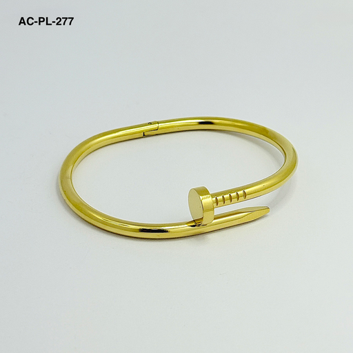 [AC-PL-277] Brazalete en Acero Gold Clavo Cartier 