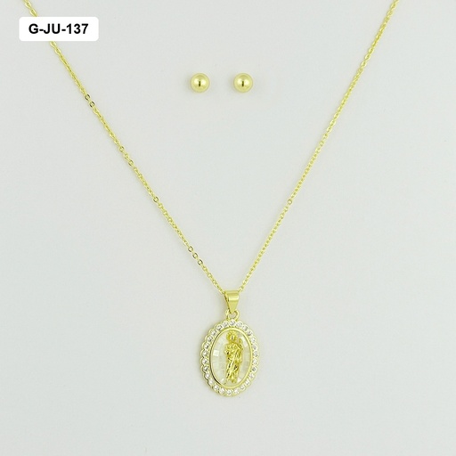 [G-JU-137] Juego en rodinado gold medalla carey san judas tadeo
