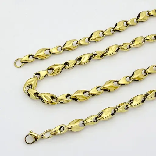 [AC-CD-244] CADENA EN ACERO GOLD / SILVER RUSTICA