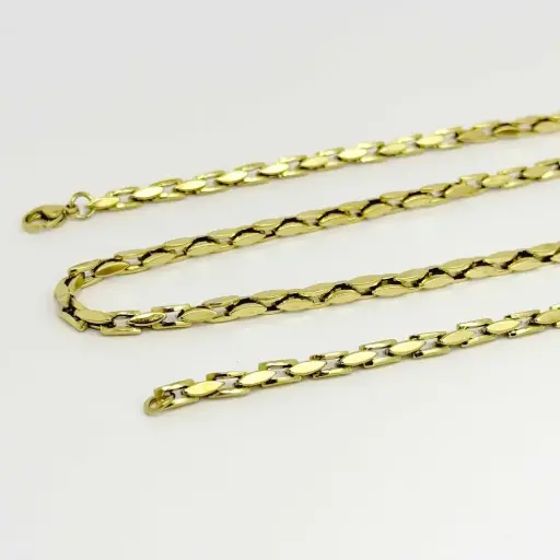 [AC-CD-245] CADENA EN ACERO GOLD/ SILVER RUSTICA