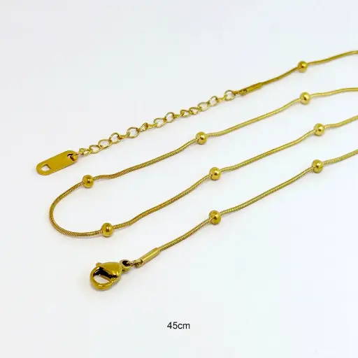 [AC-CD-248] Cadena en acero gold bolitas