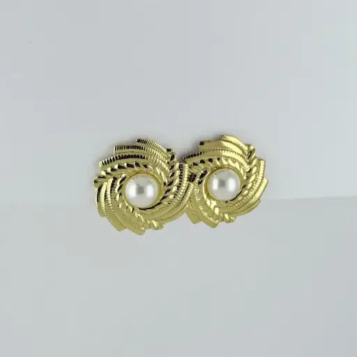 [AC-AR-451] Maxi aretes en acero gold perla