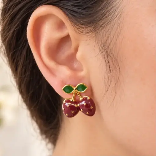 [AC-AR-461] Maxi aretes en acero gold esmaltado modelo 6