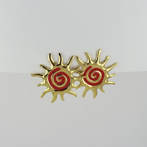 [AC-AR-466] Maxi aretes en acero gold esmaltado modelo 14