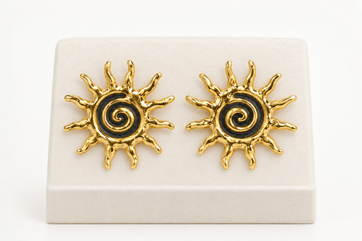 [AC-AR-467] Maxi aretes en acero gold esmaltado modelo 4