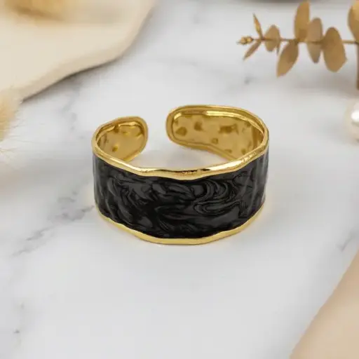 [AC-PL-284] Brazalete en acero gold rigido esmaltado modelo 3